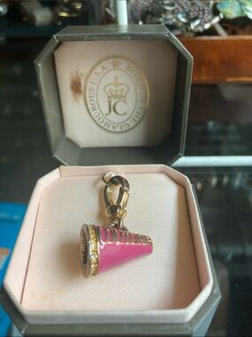 Juicy Couture Pink and Gold Cheer Megaphone Charm Bracelet Pendant